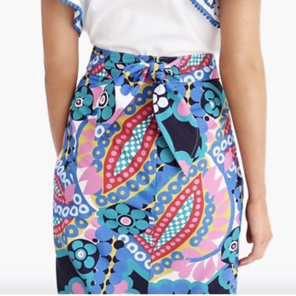 J Crew Tie Back Tulip Hem Skirt in Ratti Kaleidoscope Floral Sz 2 - Picture 4 of 16